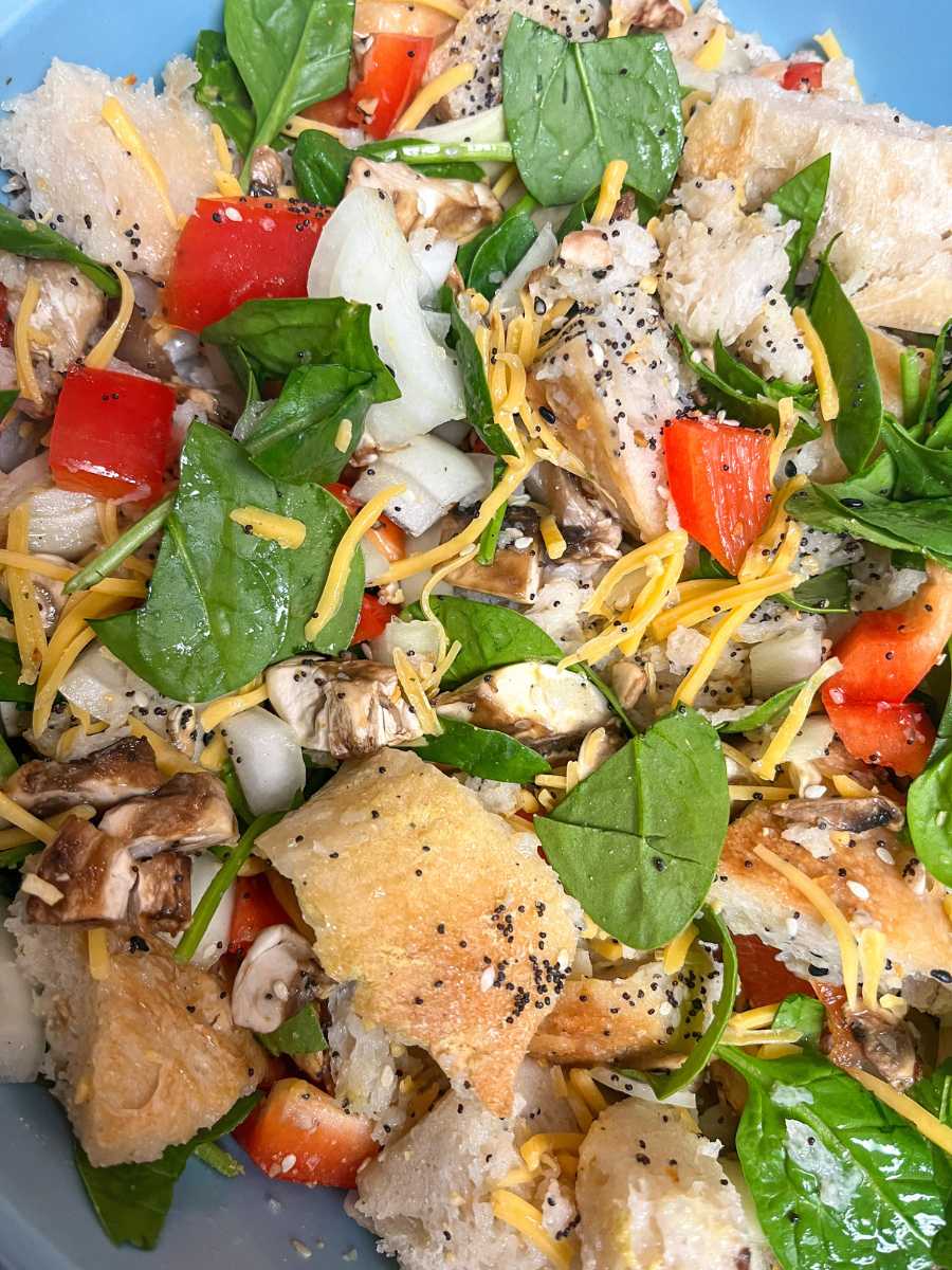 Closeup of uncooked sourdough casserole