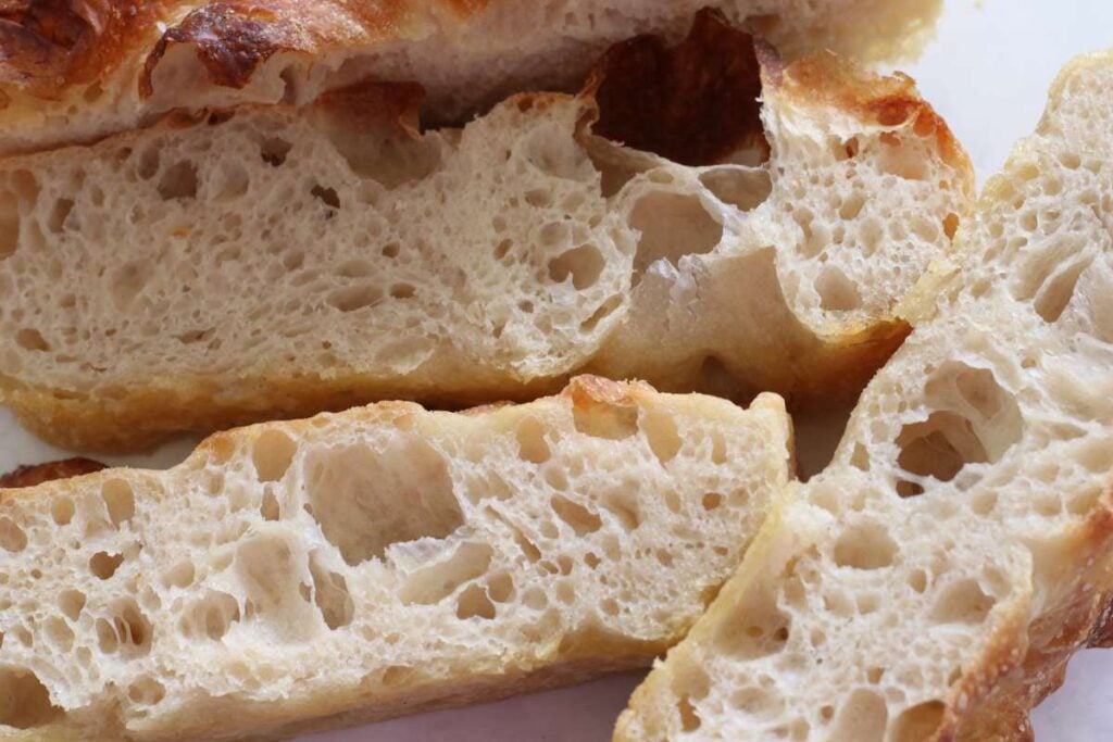 sourdough focaccia bread sliced