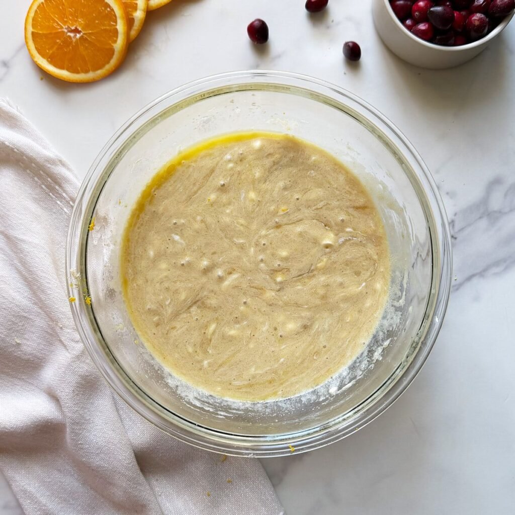 step 2 sourdough cranberry orange muffins