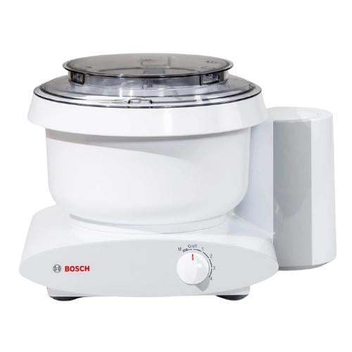 white universal plus bosch mixer on a white background. 