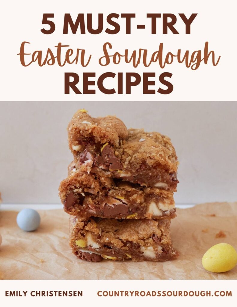 Easter Ebook cover with Sourdough Cadbury Egg Cookie Bars