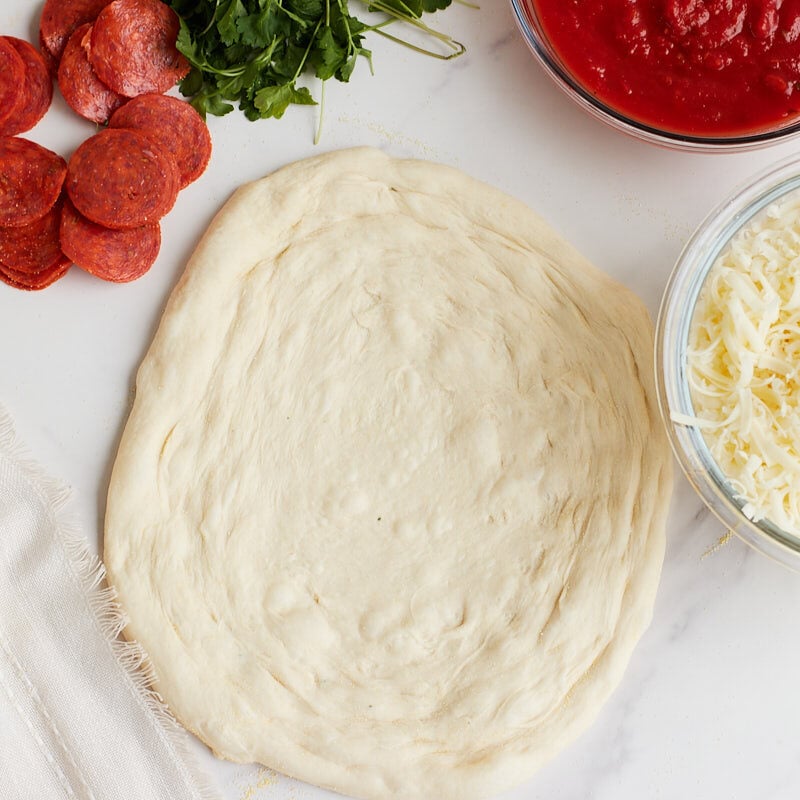 Sourdough pizza dough before adding the toppings