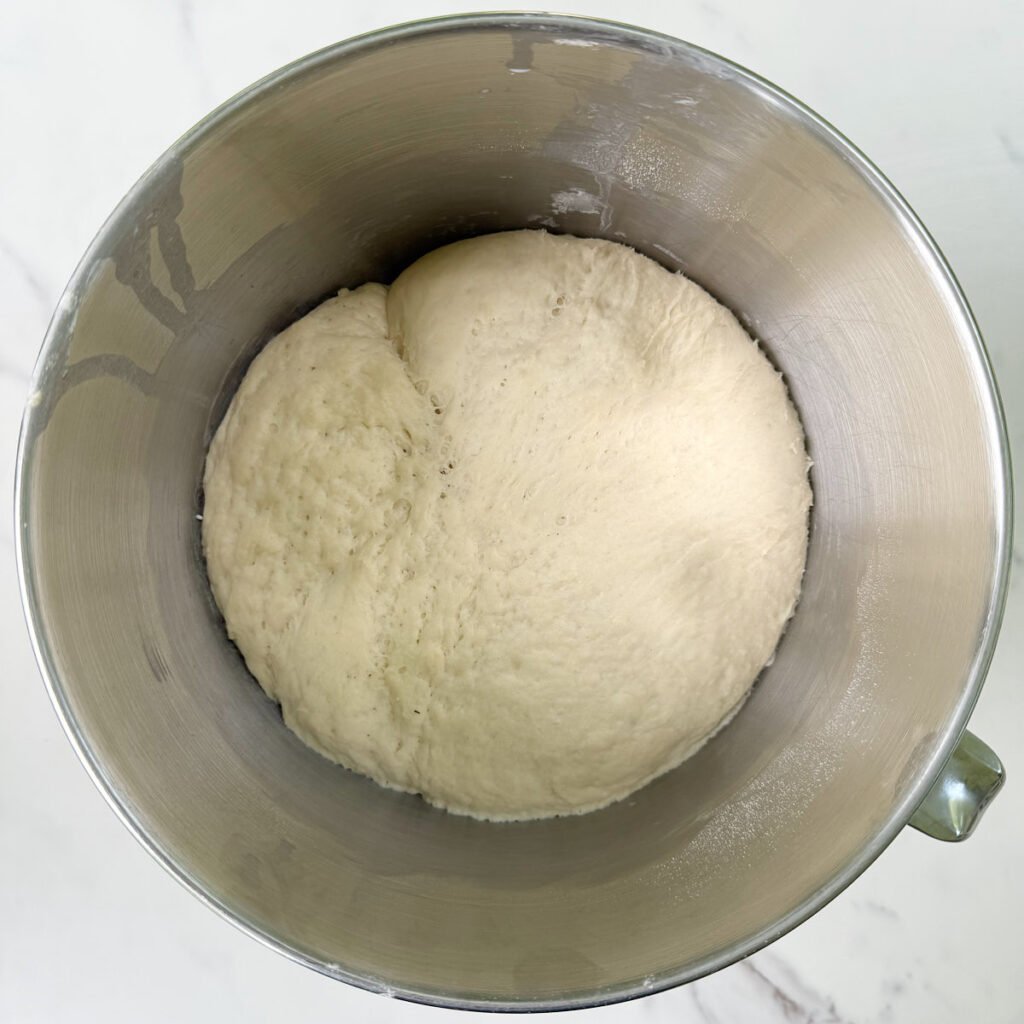 Sourdough Pretzel dough after doubling in size.