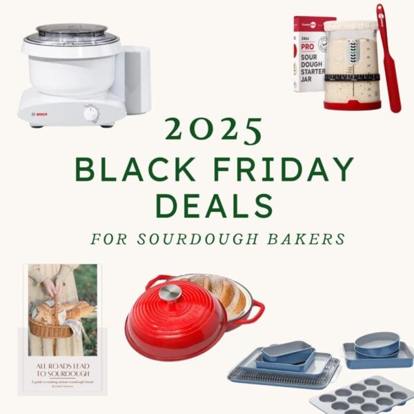 Deals for sourdough bakers including bosch mixer, starter jar, bread oven, caraway pans.