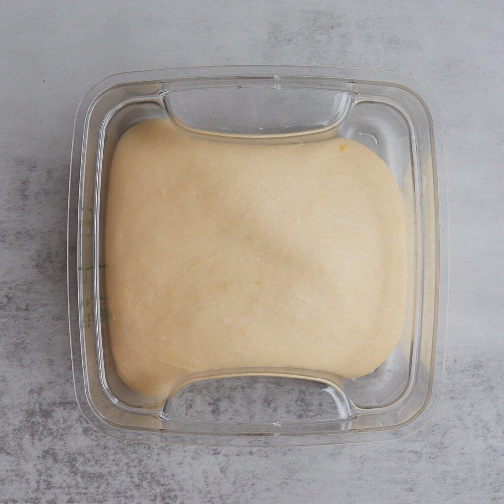 Dough for sourdough cinnamon star bread doubled in size after first rise.