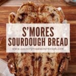 S'more Sourdough Bread cut in half to see the inside crumb.