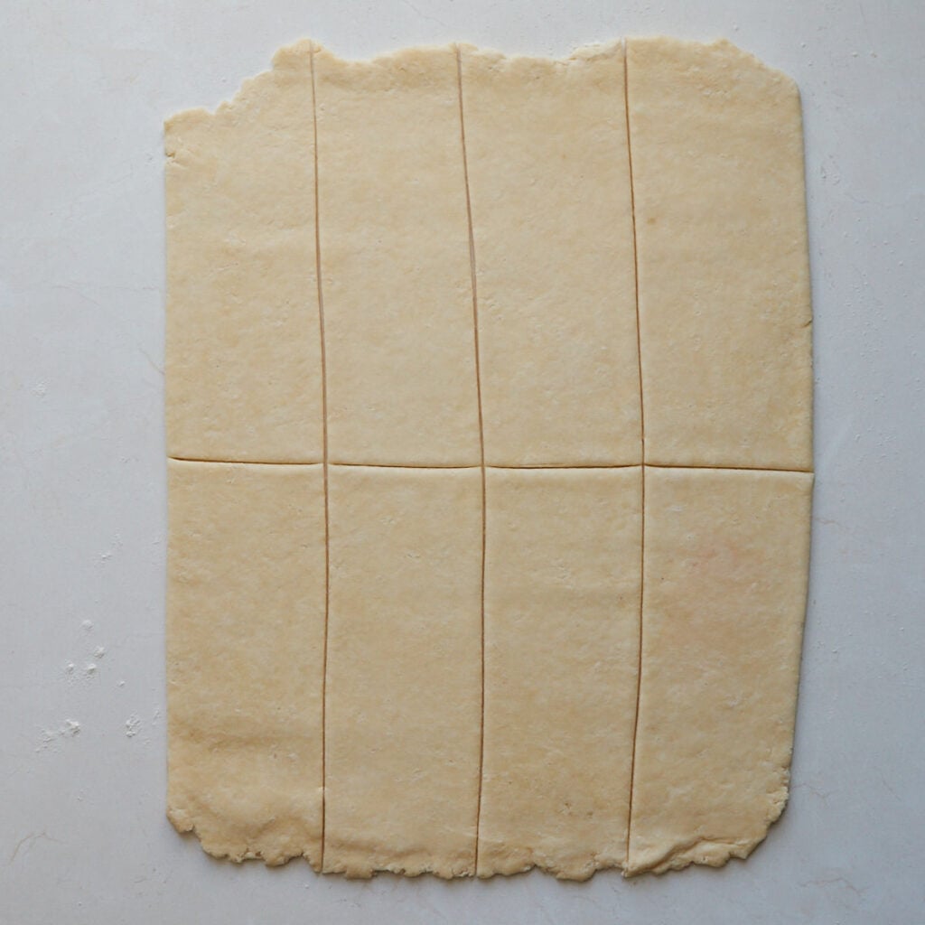 8 rectangles cut in the sourdough pie dough to create sourdough pop tarts.